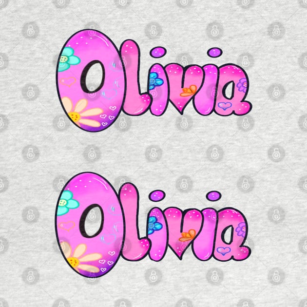 Olivia girls first name in pink pack of 2 personalised personalized customized name Olivia by Artonmytee